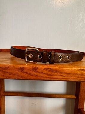 GAP Women's bronze Leather Belt with Gold-Tone Buckle